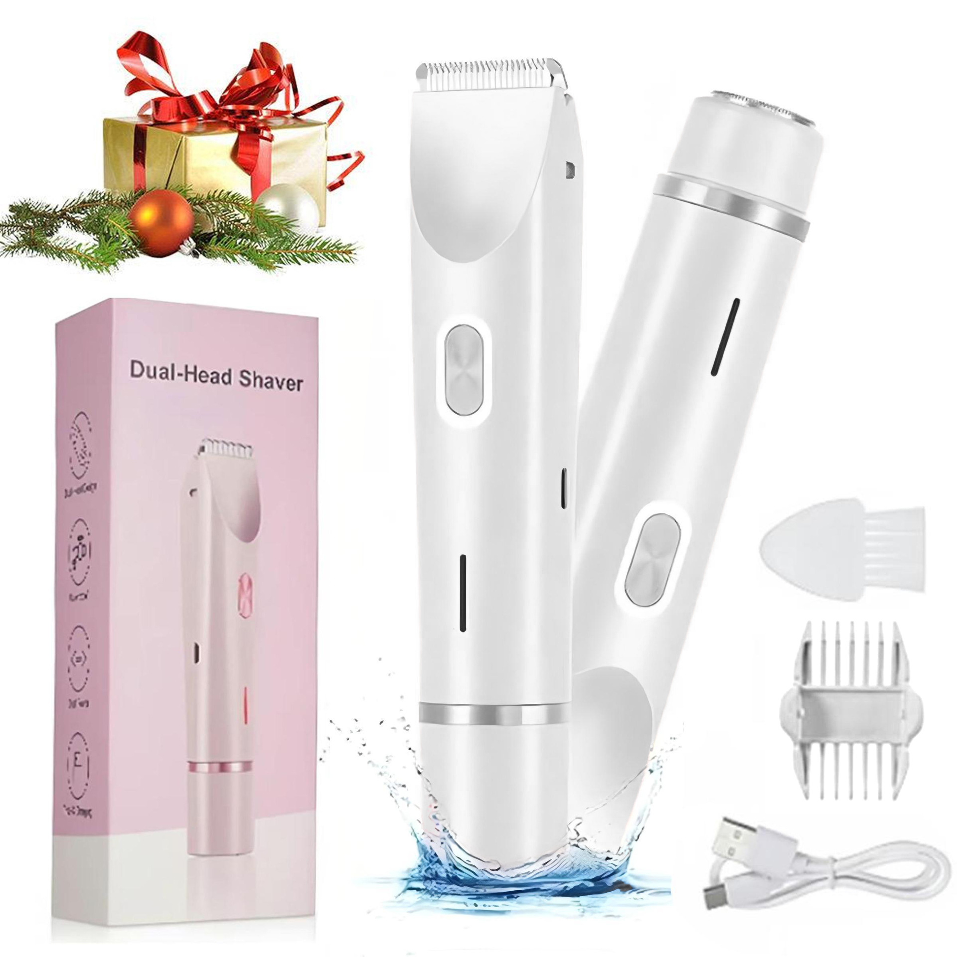 Waterproof Rechargeable Womens Electric Hair Remover Dual-Head Full-Body Shaver Wet/Dry Compatible Washable ABS Material Product Code: 1681